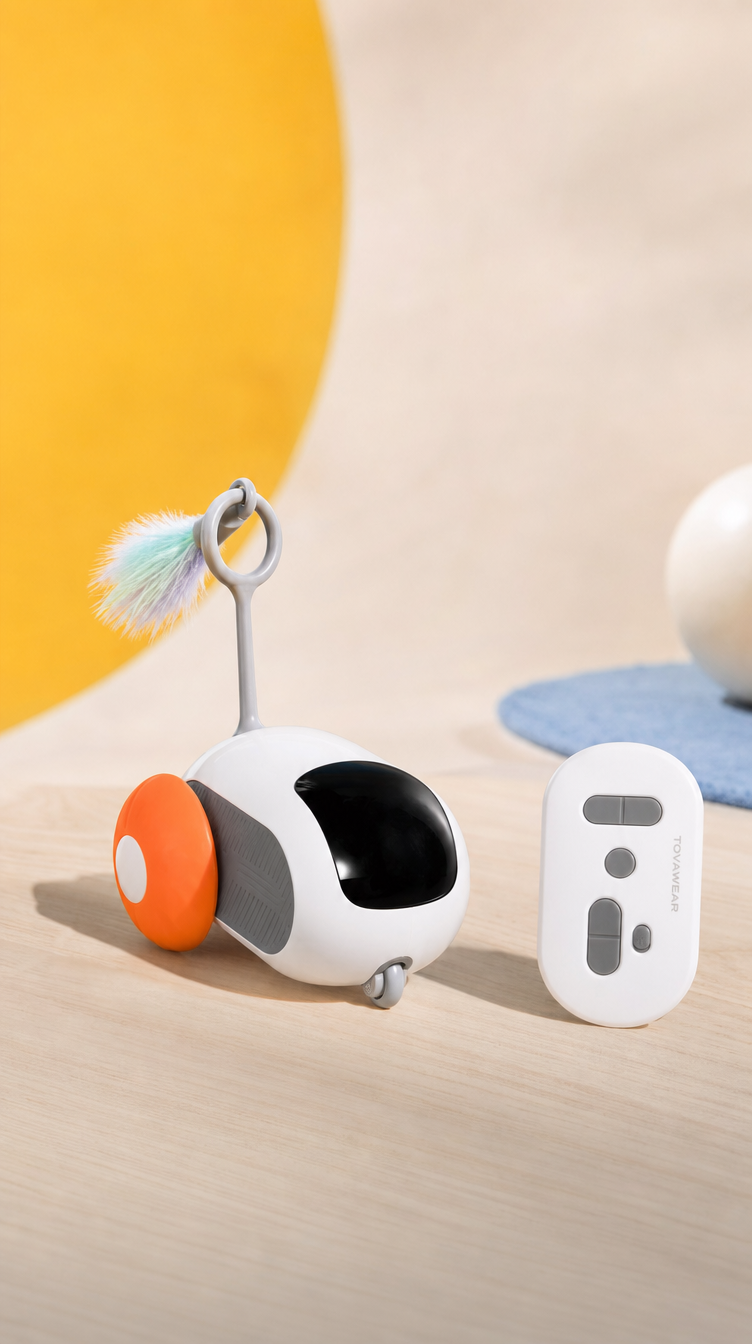 Auto de Juguete para Gatos con Control Remoto — Sensor Anti-Obstáculos y Carga USB-C