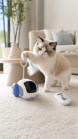 Auto de Juguete para Gatos con Control Remoto — Sensor Anti-Obstáculos y Carga USB-C