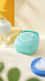Cepillo de baño TovaWear para mascotas, con acentos azul turquesa y amarillo